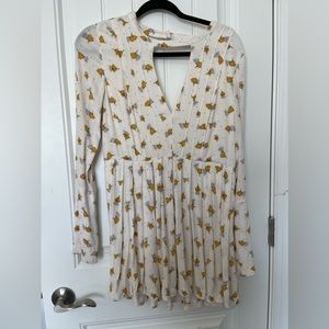 Free People long sleeve flowy mustard floral v neck top